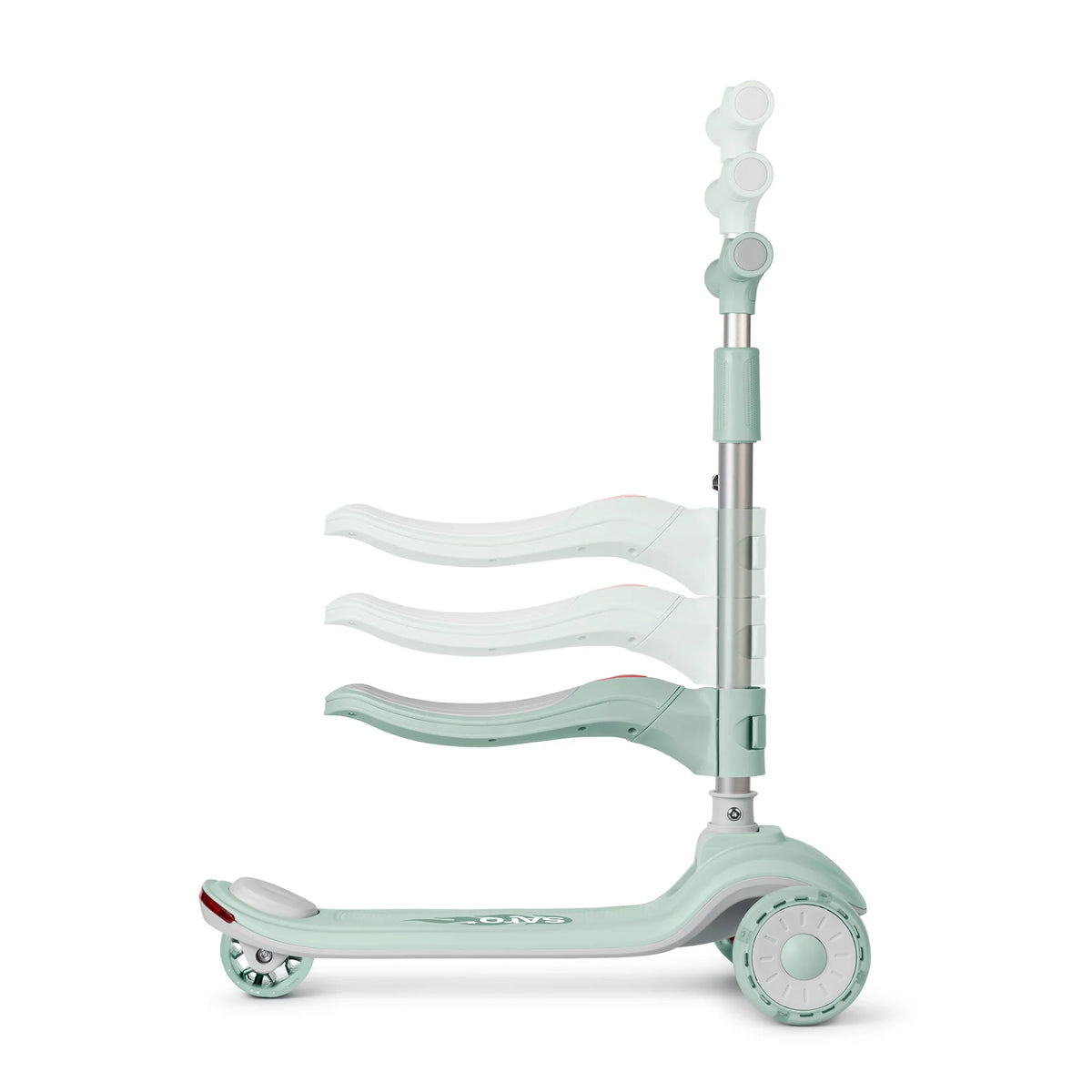Trotineta evolutiva 2 A n 1 Saro , œCool Rider,   Mint, 12 luni+, pliabila, cu scaunel, Bluetooth + difuzor, roti LED, frana spate, max. 50 kg