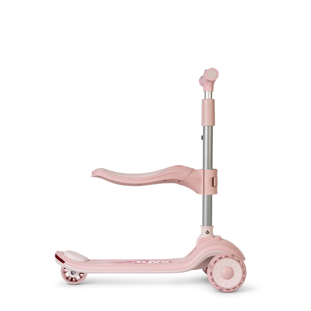 Trotineta evolutiva 2 A n 1 Saro , œCool Rider,   Pink, 12 luni+, pliabila, cu scaunel, Bluetooth + difuzor, roti LED, frana spate, max. 50 kg