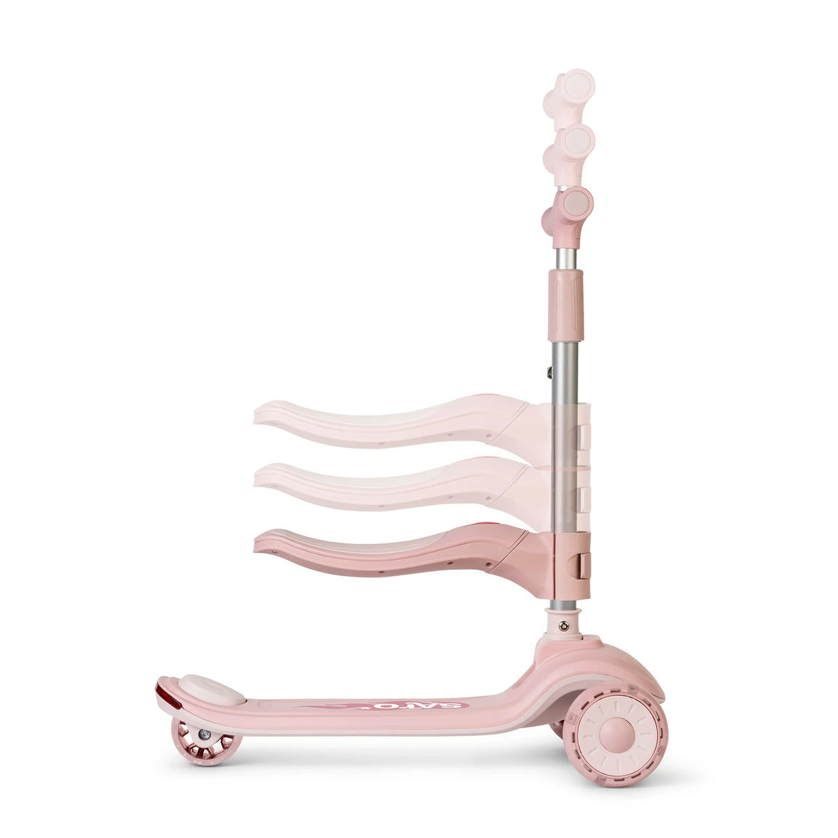 Trotineta evolutiva 2 A n 1 Saro , œCool Rider,   Pink, 12 luni+, pliabila, cu scaunel, Bluetooth + difuzor, roti LED, frana spate, max. 50 kg