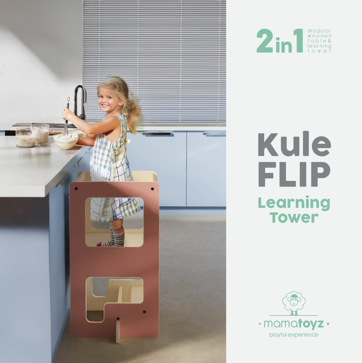 Turn de invatare multifunctional Kule Flip, Roz, MamaToyz